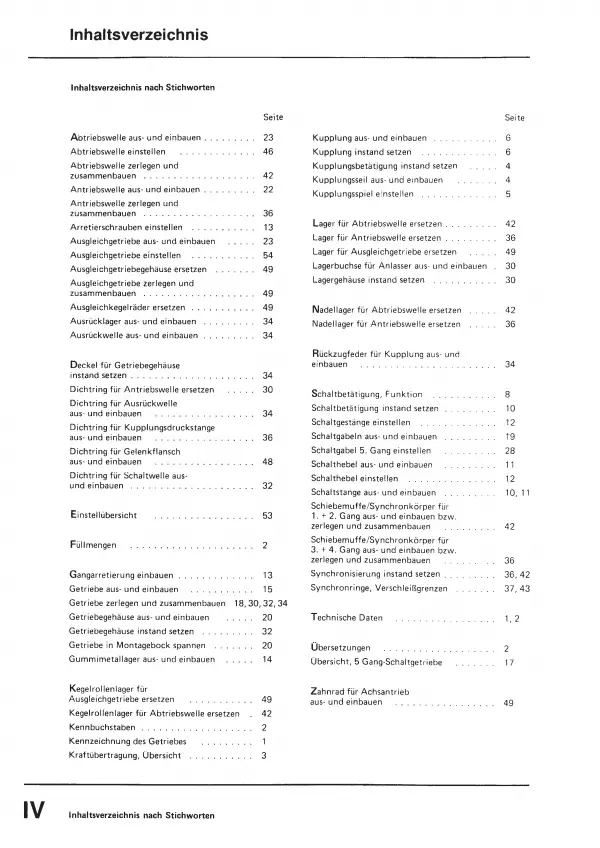 VW Scirocco 53 (74-92) 5 Gang 020 Schaltgetriebe Kupplung Reparaturanleitung PDF