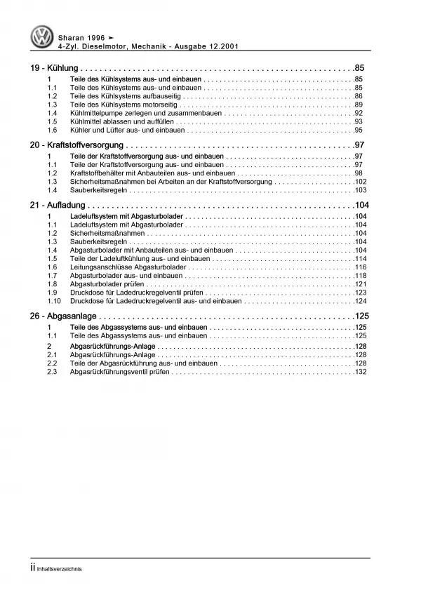 VW Sharan 7M 1995-2010 1,9l Dieselmotor Mechanik 90-110 PS Reparaturanleitung