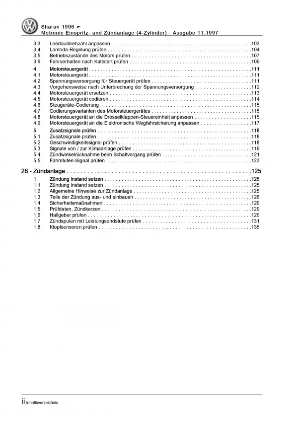 VW Sharan 7M (95-10) 150 PS Motronic Einspritz- Zündanlage Reparaturanleitung