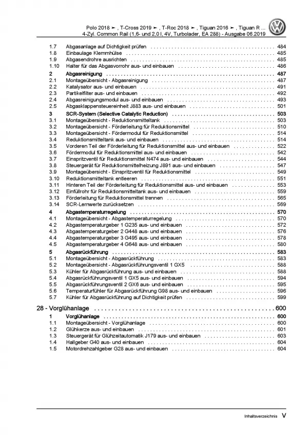 VW T-Coss C1 (18>) 4-Zyl. 1,6l 2,0l Dieselmotor 80-190 PS Reparaturanleitung PDF