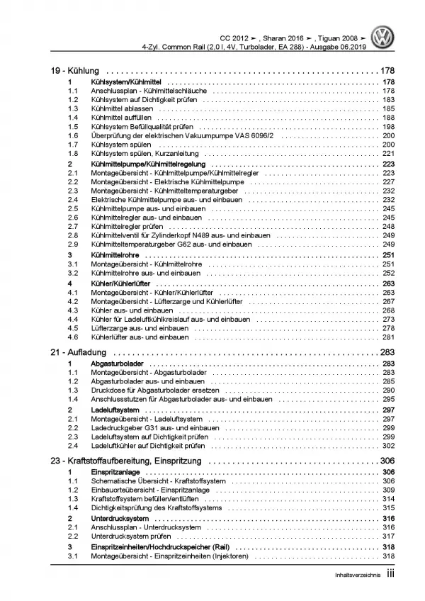 VW Tiguan 5N 2007-2016 2,0l Dieselmotor TDI 110-183 PS Reparaturanleitung PDF