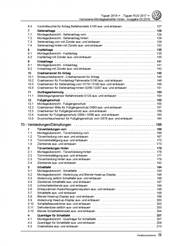 VW Tiguan AD ab 2016 Karosserie Montagearbeiten Innen Reparaturanleitung PDF