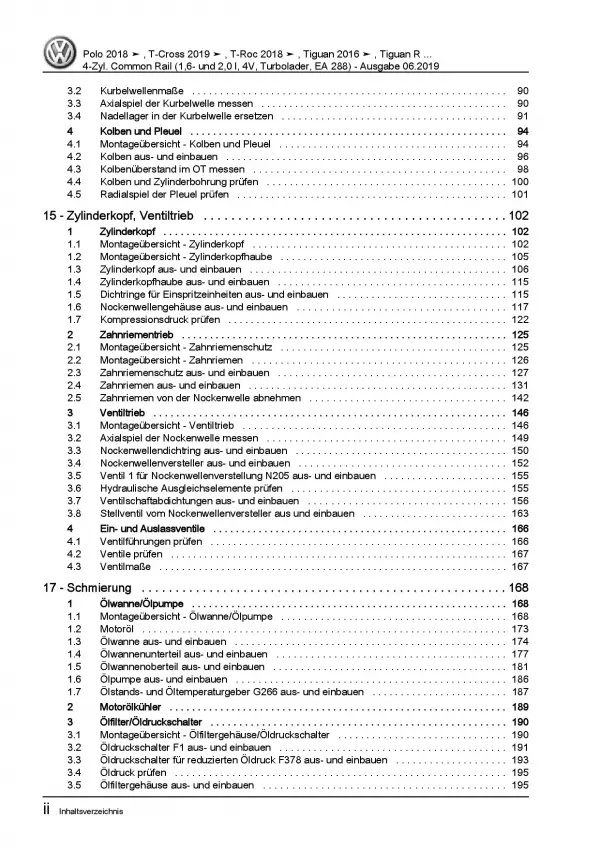 VW Tiguan AD (16>) 1,6l 2,0l Dieselmotor TDI 80-190 PS Reparaturanleitung PDF