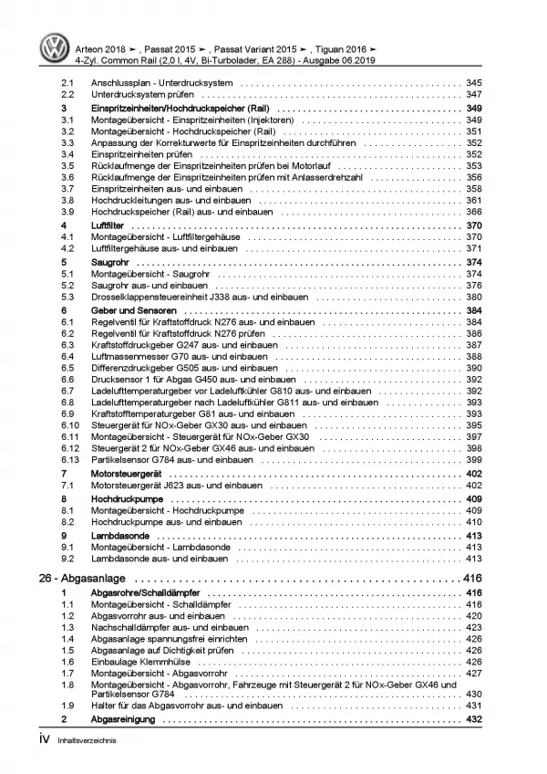 VW Tiguan AD ab 2016 4-Zyl. 2,0l Dieselmotor TDI 240 PS Reparaturanleitung PDF