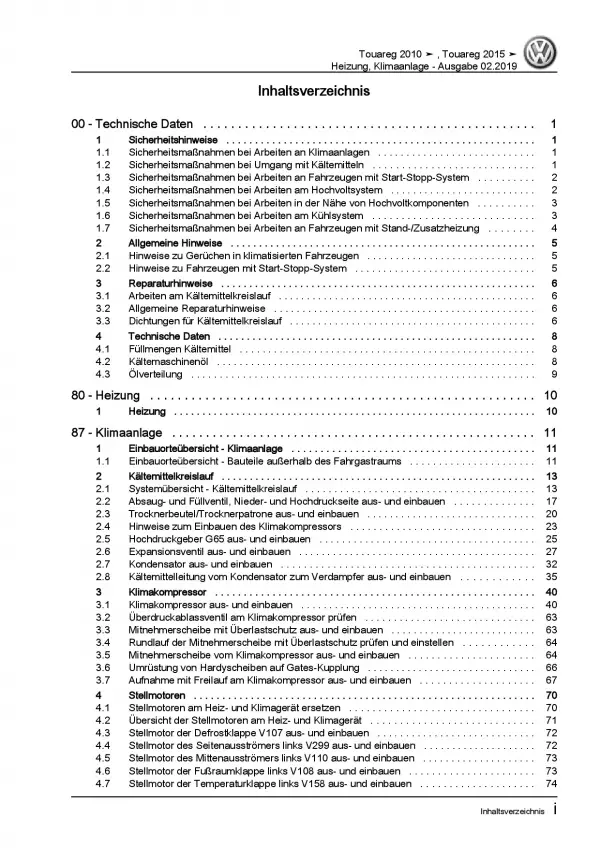 VW Touareg Typ 7L (02-10) Heizung Belüftung Klimaanlage Reparaturanleitung PDF