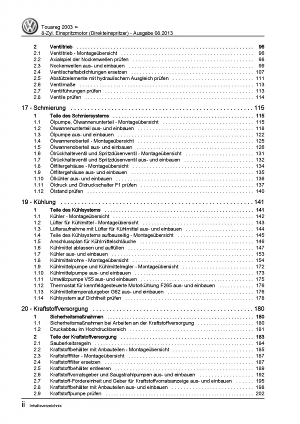 VW Touareg Typ 7L (02-10) 8-Zyl. 4,2l Benzinmotor V8 350 PS Reparaturanleitung