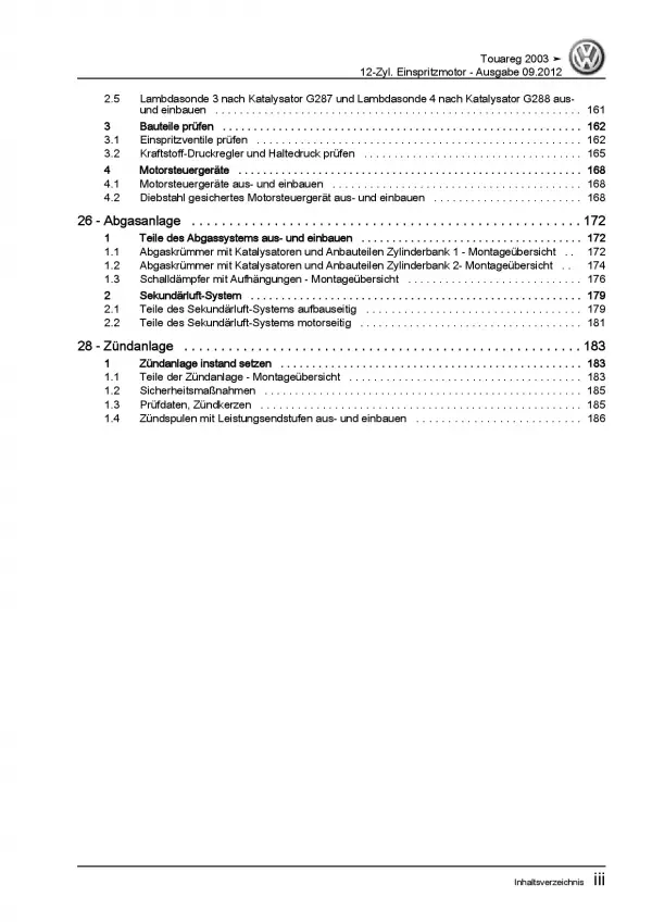 VW Touareg 7L (02-10) 12-Zyl. 6,0l Benzinmotor W12 450 PS Reparaturanleitung PDF