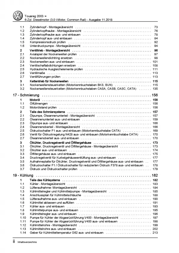 VW Touareg 7L (02-10) 6-Zyl. 3,0l Dieselmotor TDI 211-240 PS Reparaturanleitung