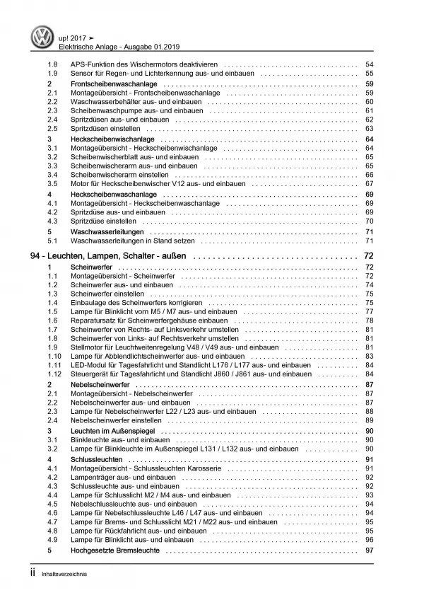 VW Up! Typ AA ab 2016 Elektrische Anlage Elektrik Systeme Reparaturanleitung PDF