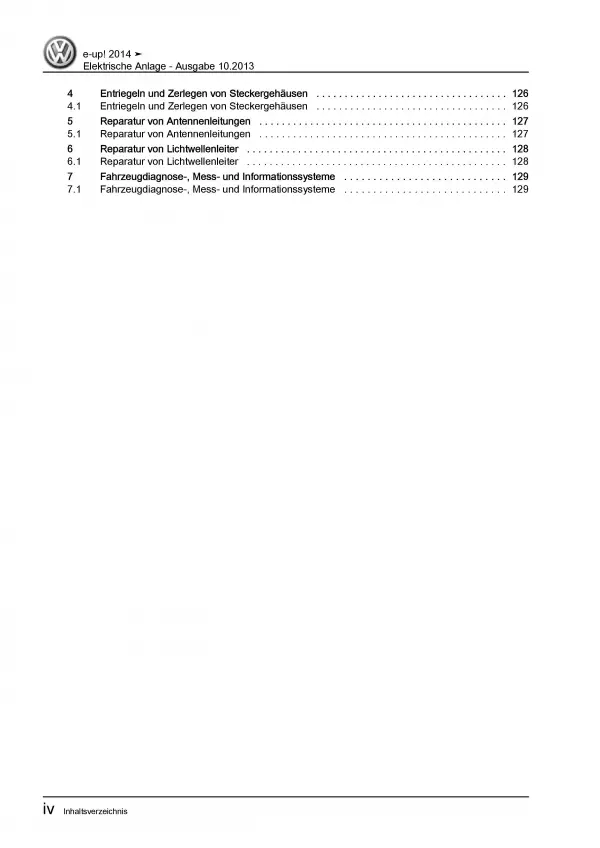 VW e-Up! BL1 (13-16) Elektrische Anlage Elektrik Systeme Reparaturanleitung PDF