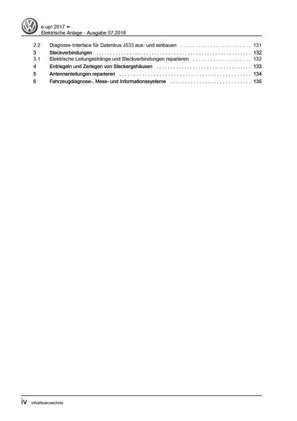 VW e-Up! BL2 ab 2016 Elektrische Anlage Elektrik Systeme Reparaturanleitung PDF