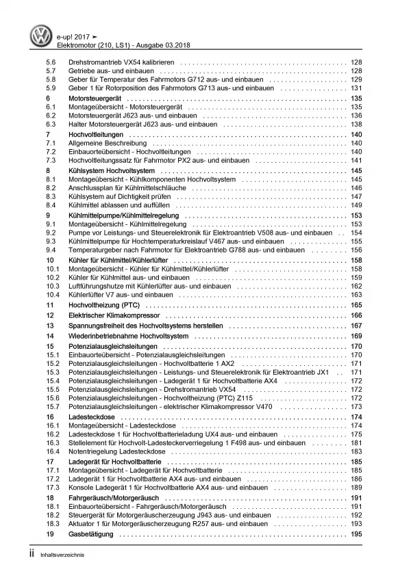 VW e-Up! Typ BL2 ab 2016 Elektromotor Elektroantrieb 212 LS1 Reparaturanleitung