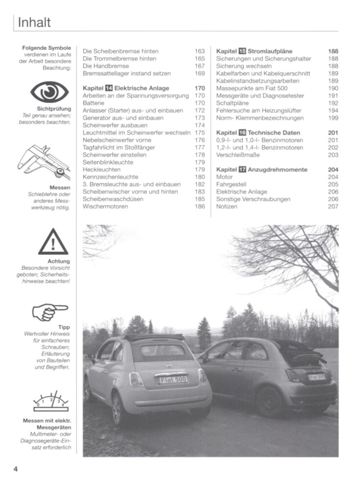 Fiat 500 Typ 312 Limousine Cabriolet 2007-2019 Reparaturanleitung Bucheli Verlag