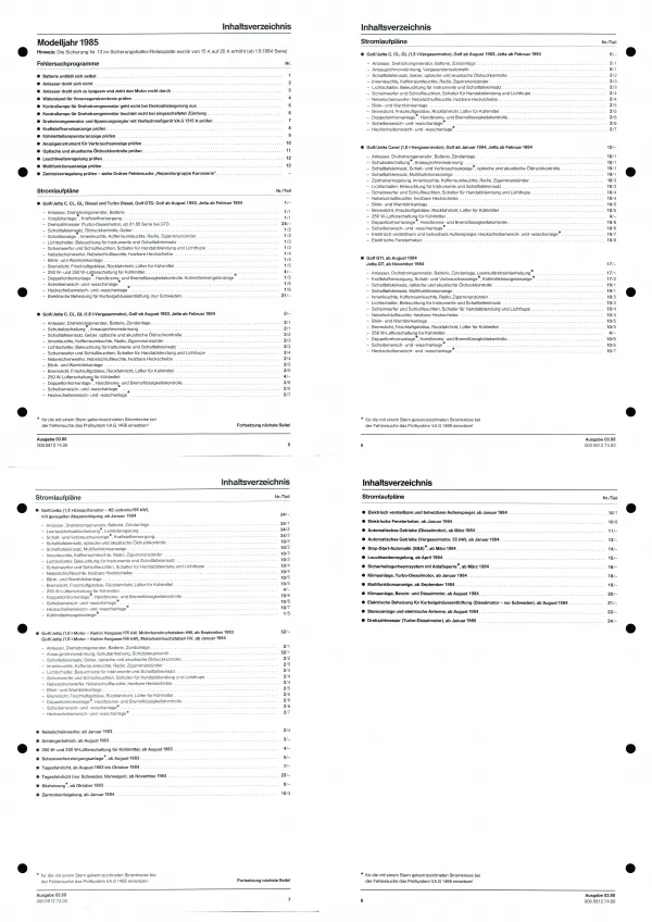 VW Golf 2 19 1983-1989 Schaltplan Stromlaufplan Verkabelung Elektrik Pläne PDF