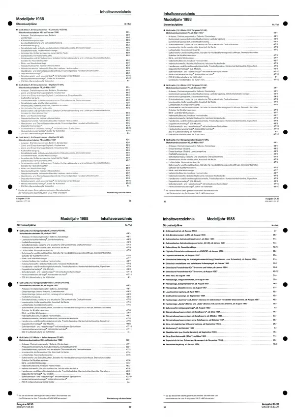 VW Golf 2 19 1983-1989 Schaltplan Stromlaufplan Verkabelung Elektrik Pläne PDF