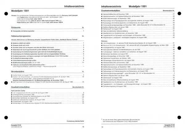 VW Golf 2 Typ 19 1983 Schaltplan Stromlaufplan Verkabelung Elektrik Pläne PDF