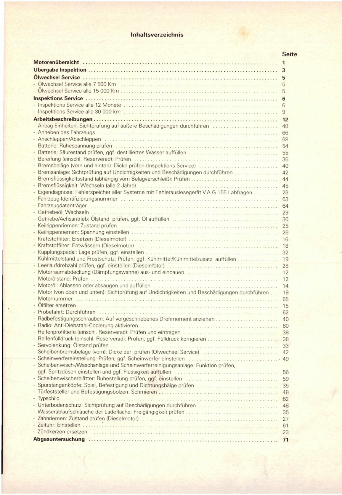 VW Caddy Pickup 9U (96-00) Instandhaltung Inspektion Wartung Reparaturanleitung