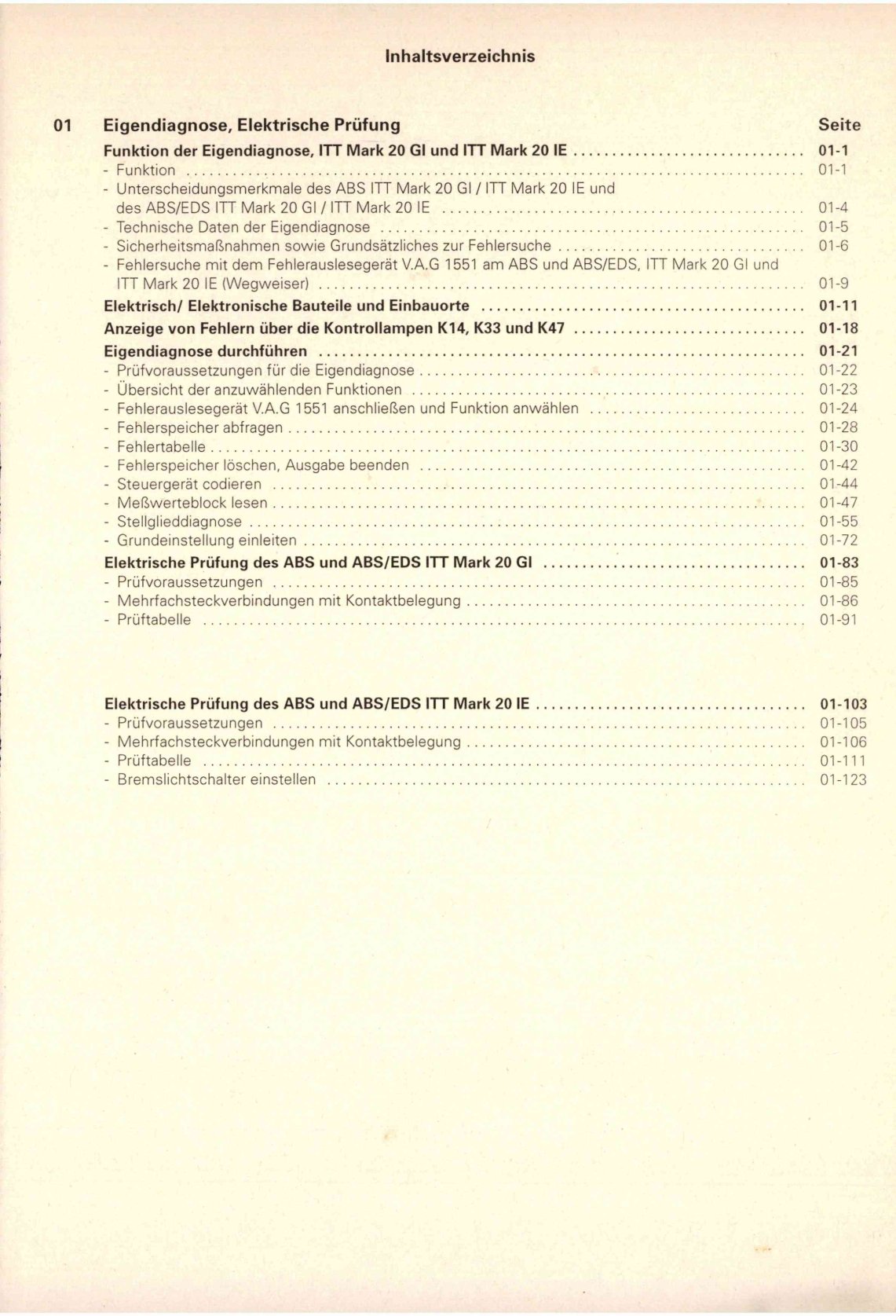 VW Caddy Pickup Typ 9U 1996-2000 Eigendiagnose Fahrwerk ABS Reparaturanleitung