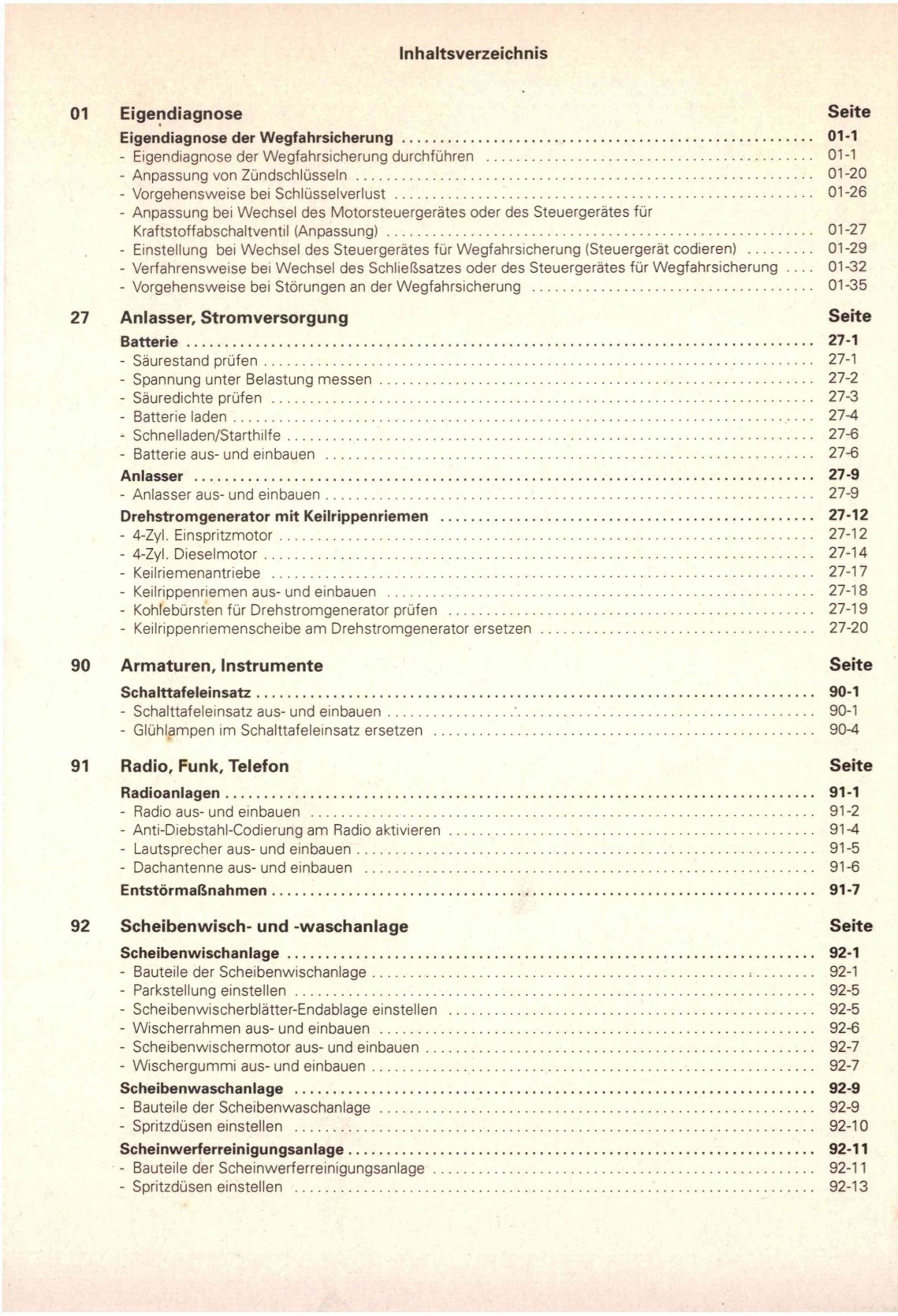 VW Caddy Pickup Typ 9U 1996-2000 Elektrische Anlage Elektrik Reparaturanleitung