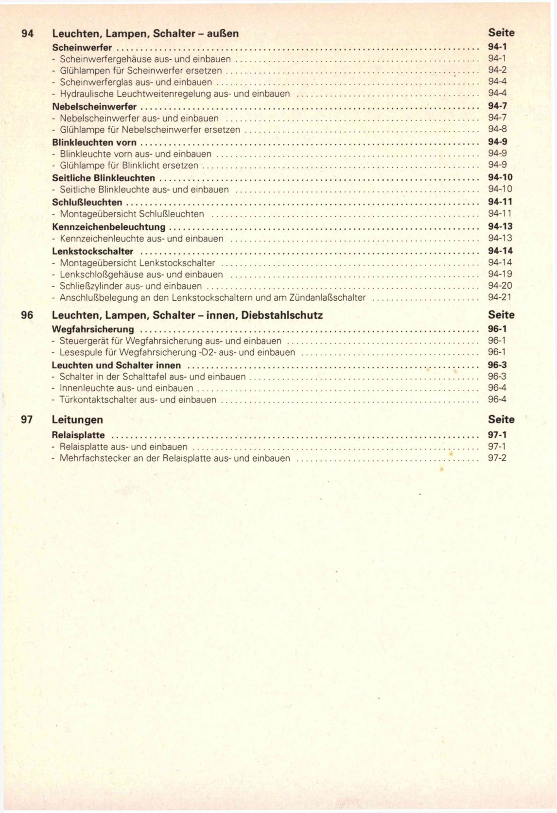VW Caddy Pickup Typ 9U 1996-2000 Elektrische Anlage Elektrik Reparaturanleitung