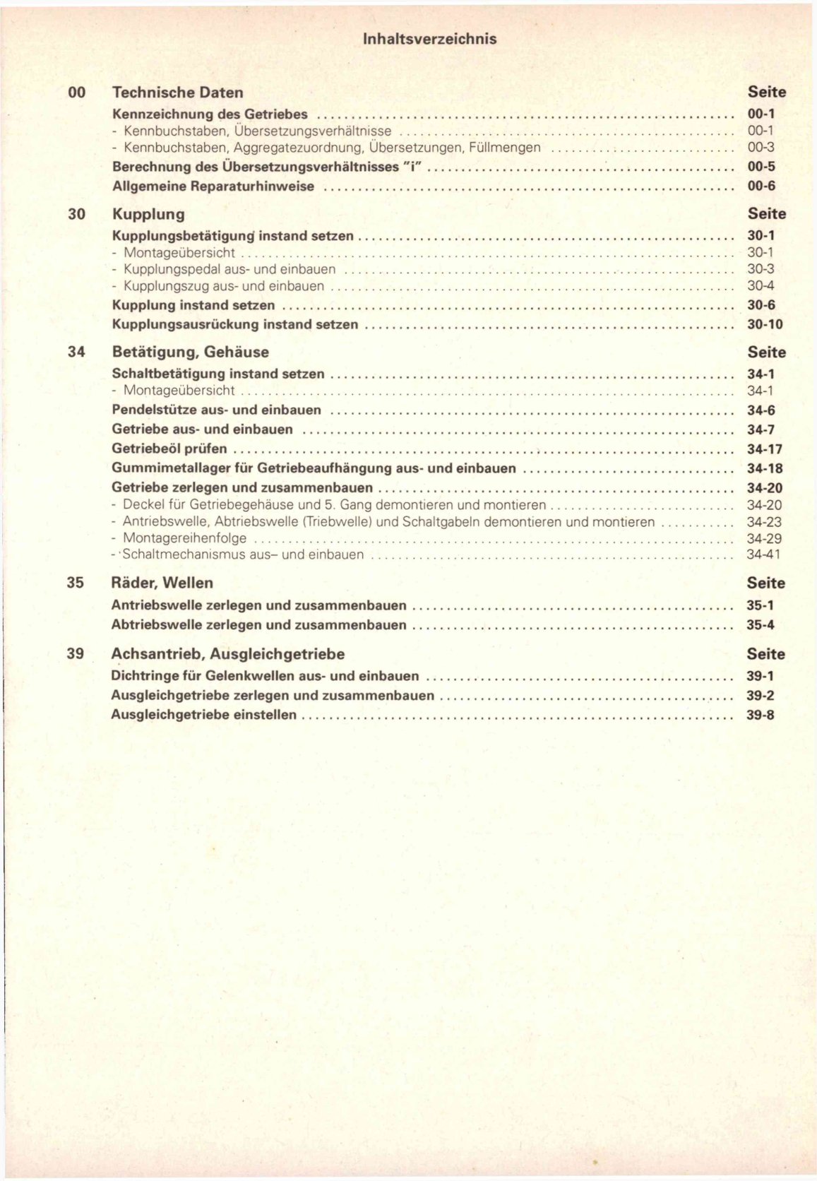 VW Caddy Pickup Typ 9U 1996-2000 5 Gang Schaltgetriebe 002 Reparaturanleitung