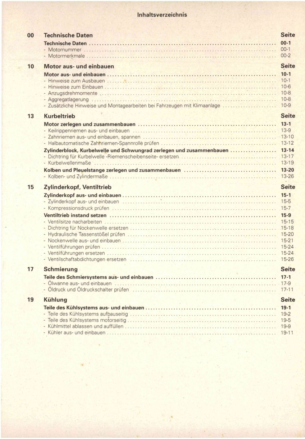 VW Caddy Pickup Typ 9U 1996-2000 Benzinmotor Mechanik 75 PS Reparaturanleitung