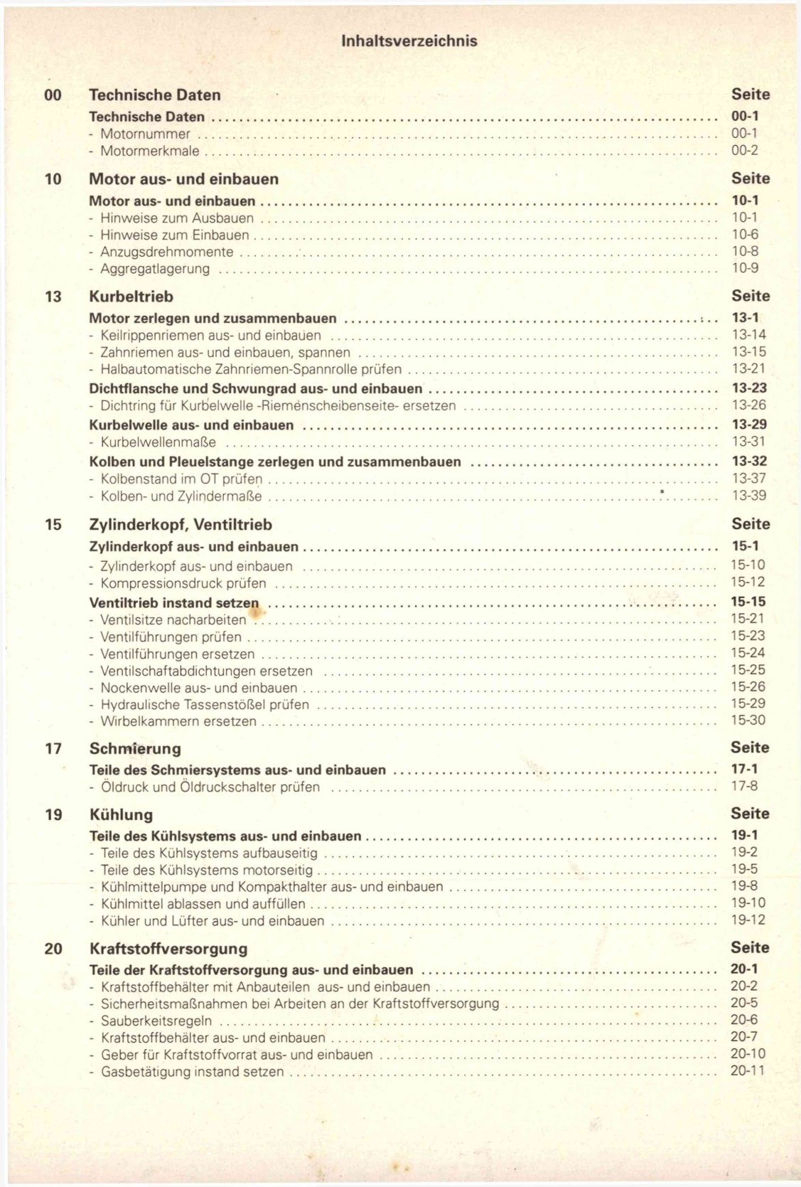 VW Caddy Pickup Typ 9U 1996-2000 Dieselmotor Mechanik 64 PS Reparaturanleitung