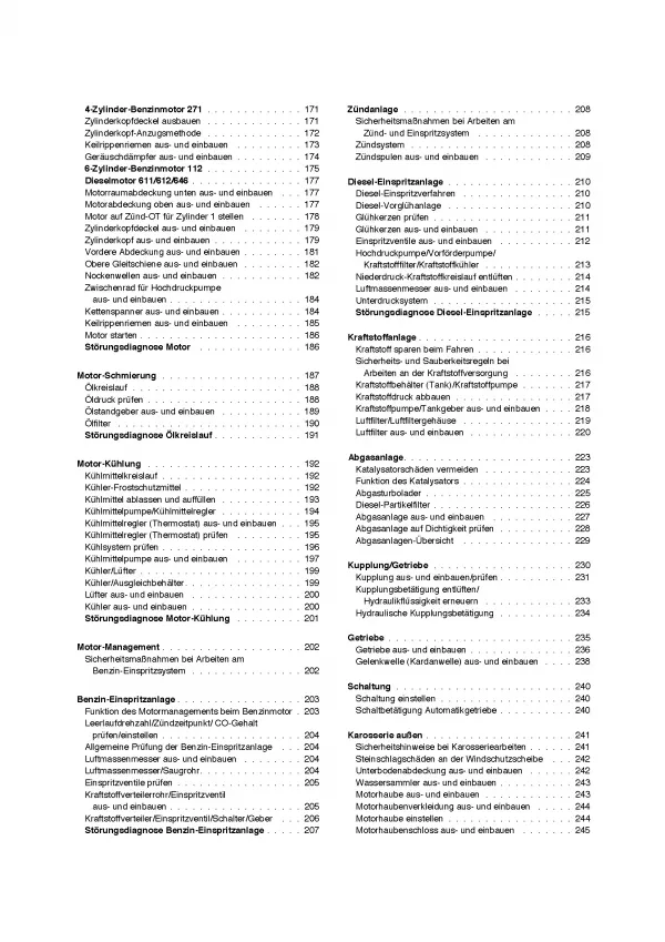 Mercedes C-Klasse T-Modell W203 (00-07) So wirds gemacht Reparaturanleitung PDF