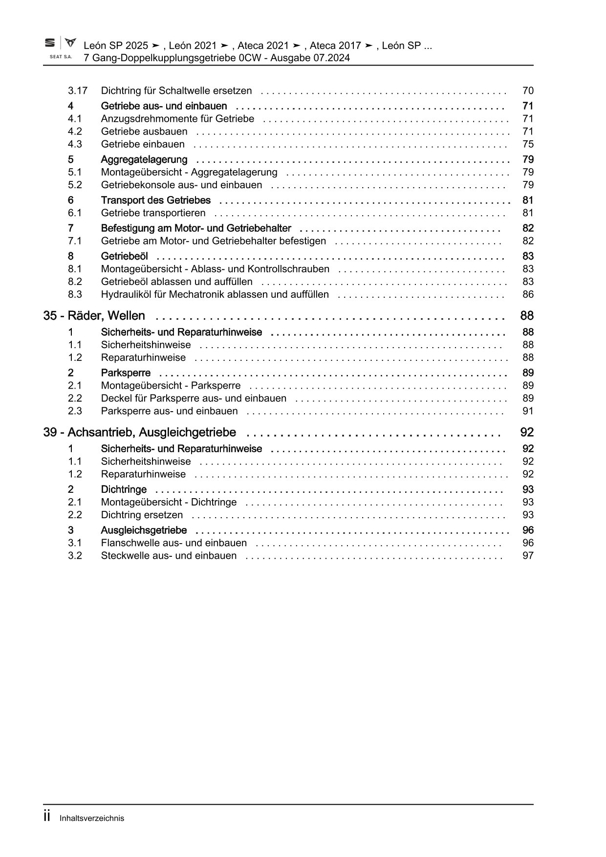 Cupra Ateca KB ab 2020 7 Gang Automatikgetriebe DKG 0CW Reparaturanleitung eBook