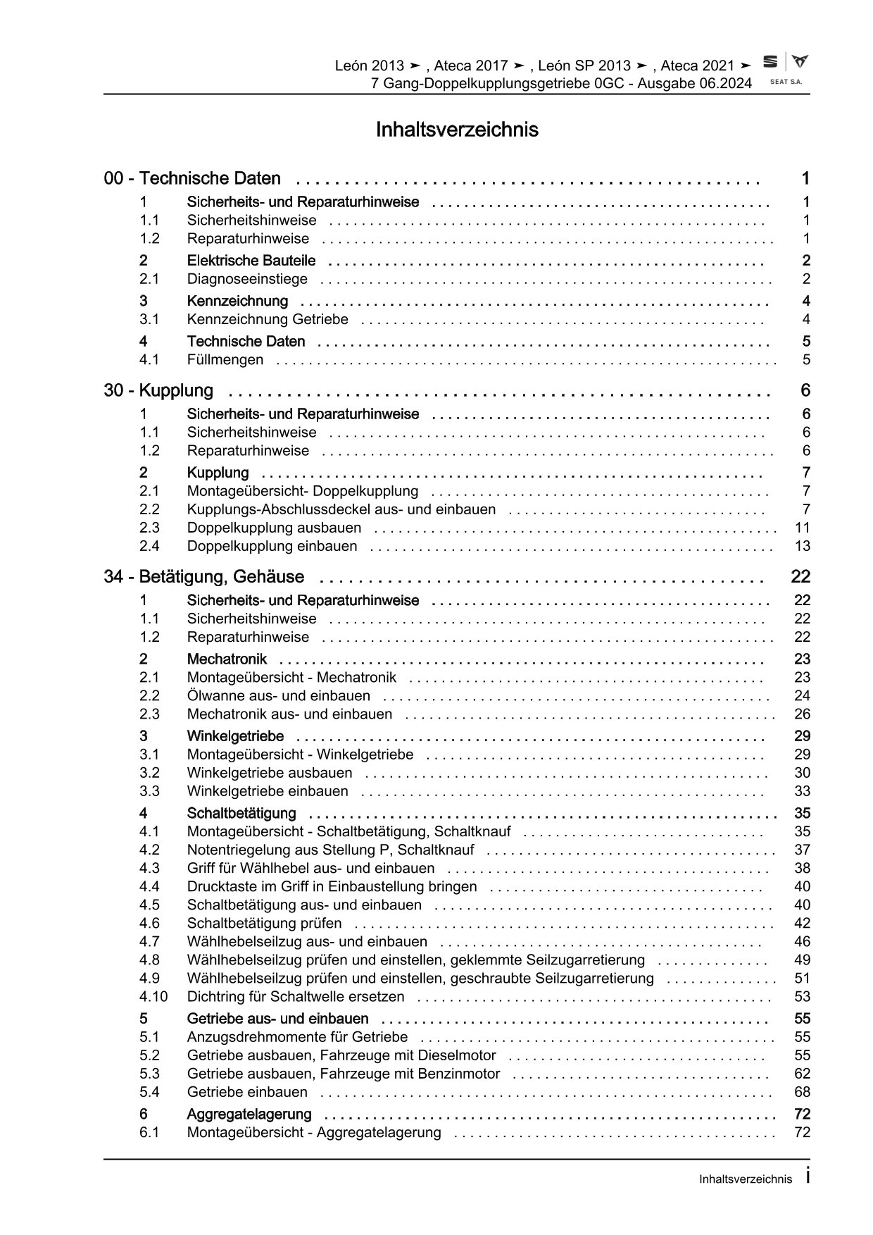 Cupra Ateca KB ab 2020 7 Gang Automatikgetriebe DKG 0GC Reparaturanleitung eBook