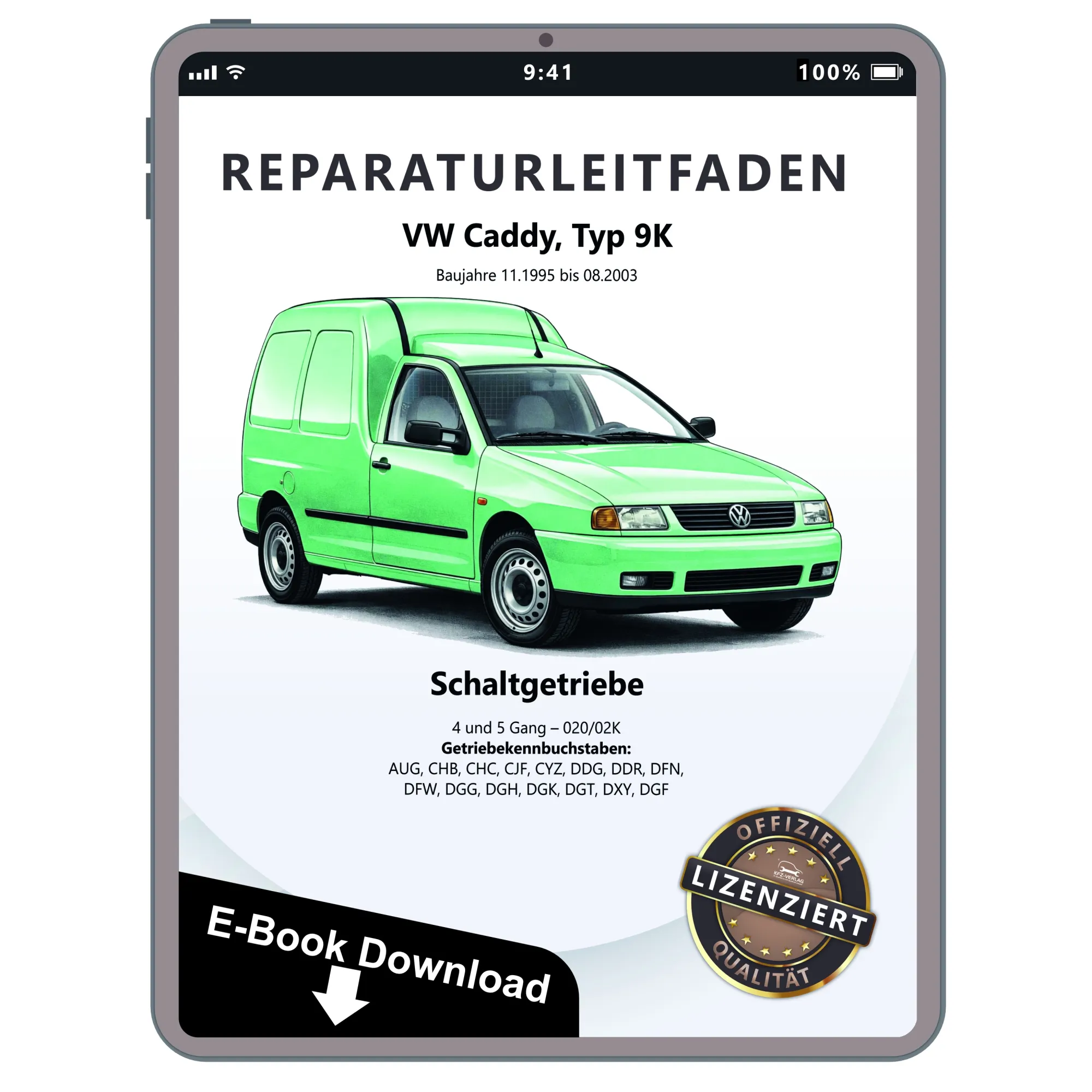 VW Caddy 9K 1995-2003 4-5 Gang Schaltgetriebe 020 02K Reparaturanleitung eBook