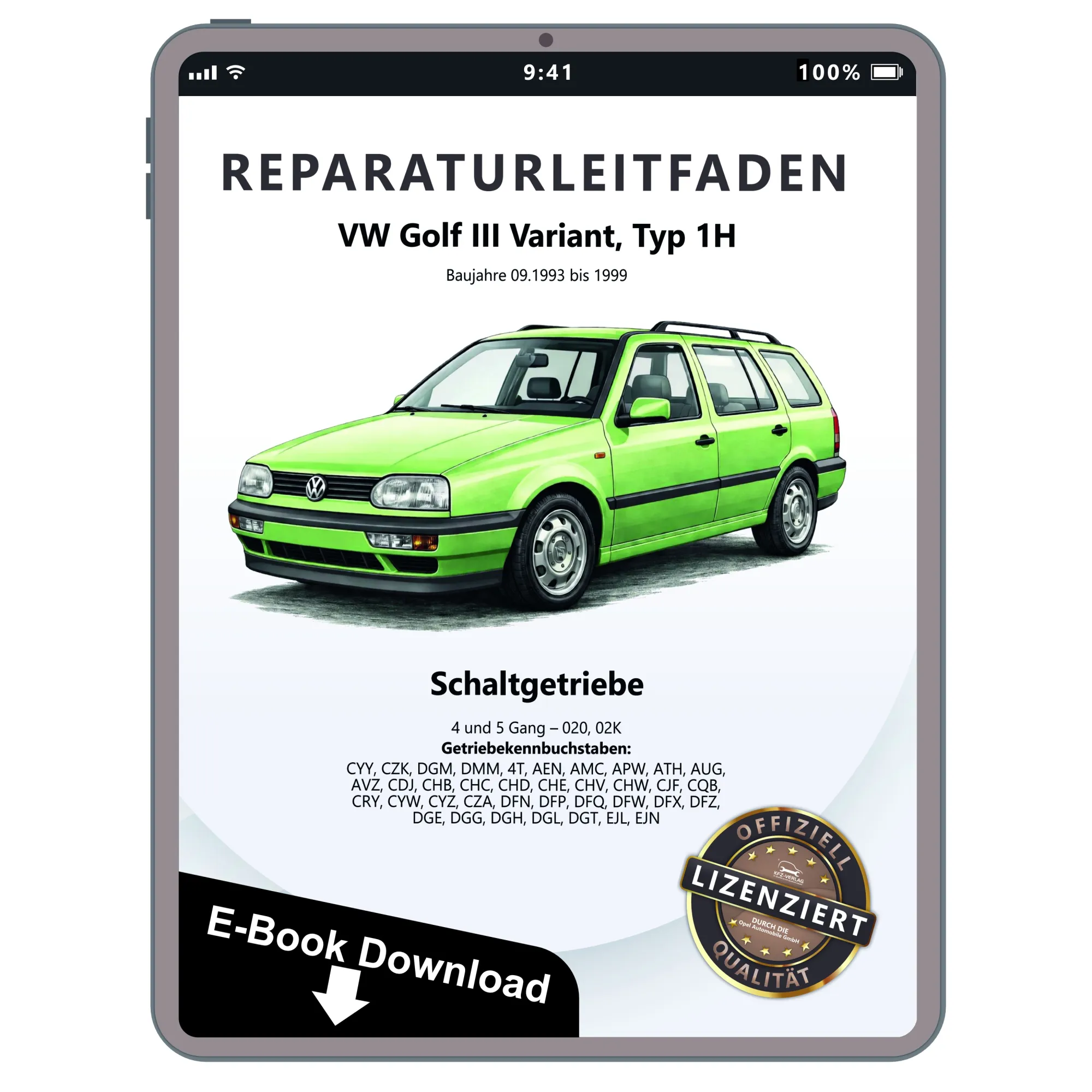 VW Golf 3 Variant Typ 1H (93-99) Schaltgetriebe 020 02K Reparaturanleitung eBook