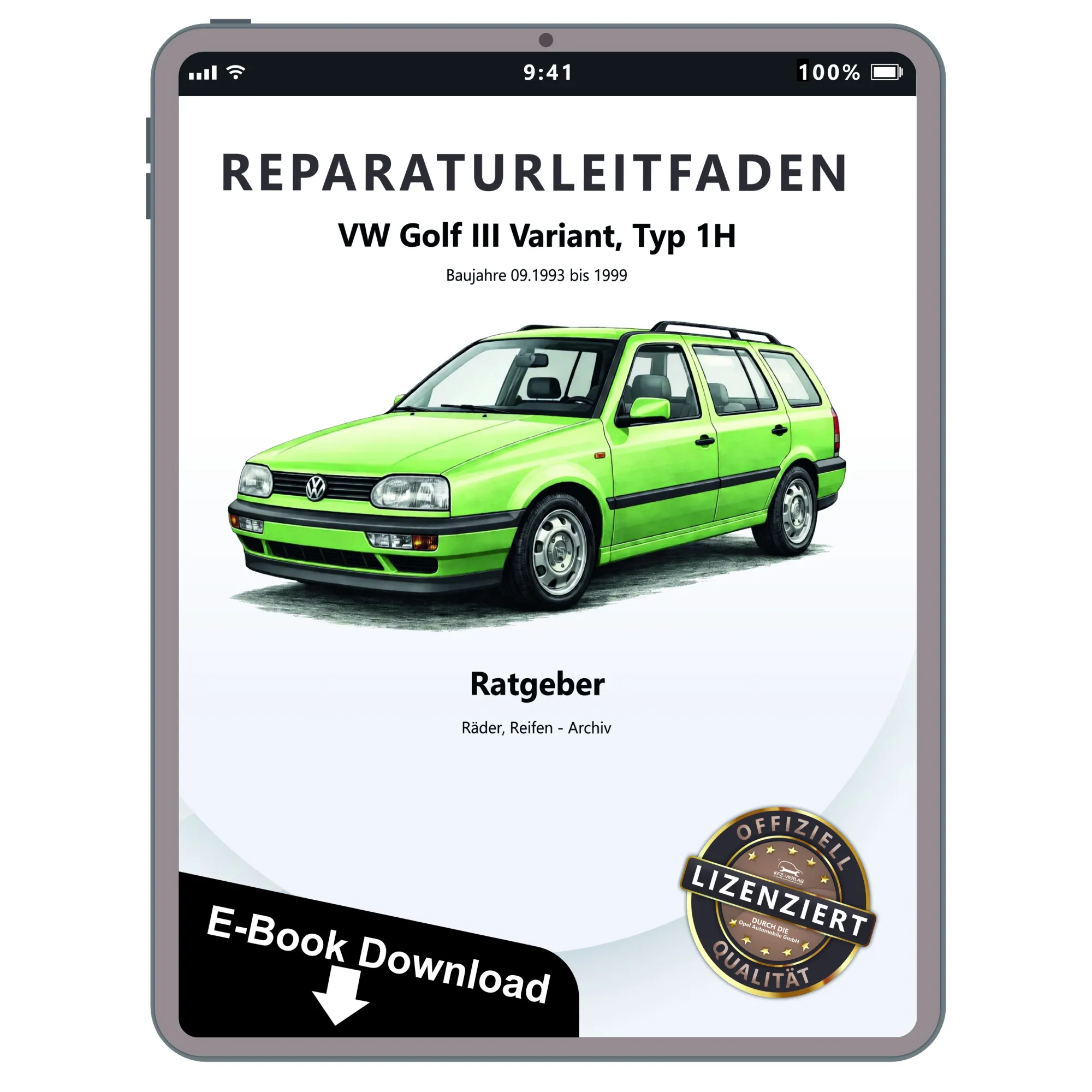 VW Golf 3 Variant 1H 93-99 Ratgeber Räder Reifen Archiv Reparaturanleitung eBook