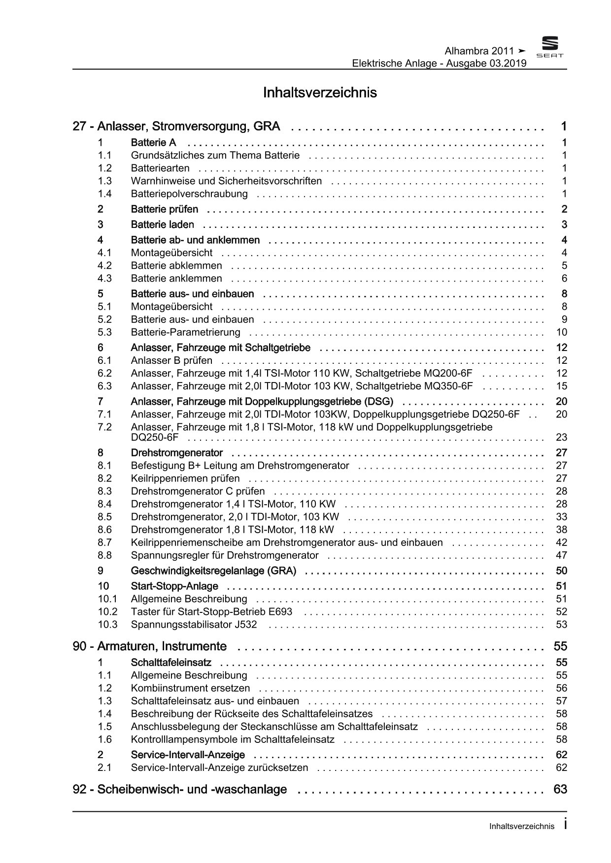 Seat Alhambra 71 2010-2015 Elektrische Anlage Elektrik Reparaturanleitung eBook