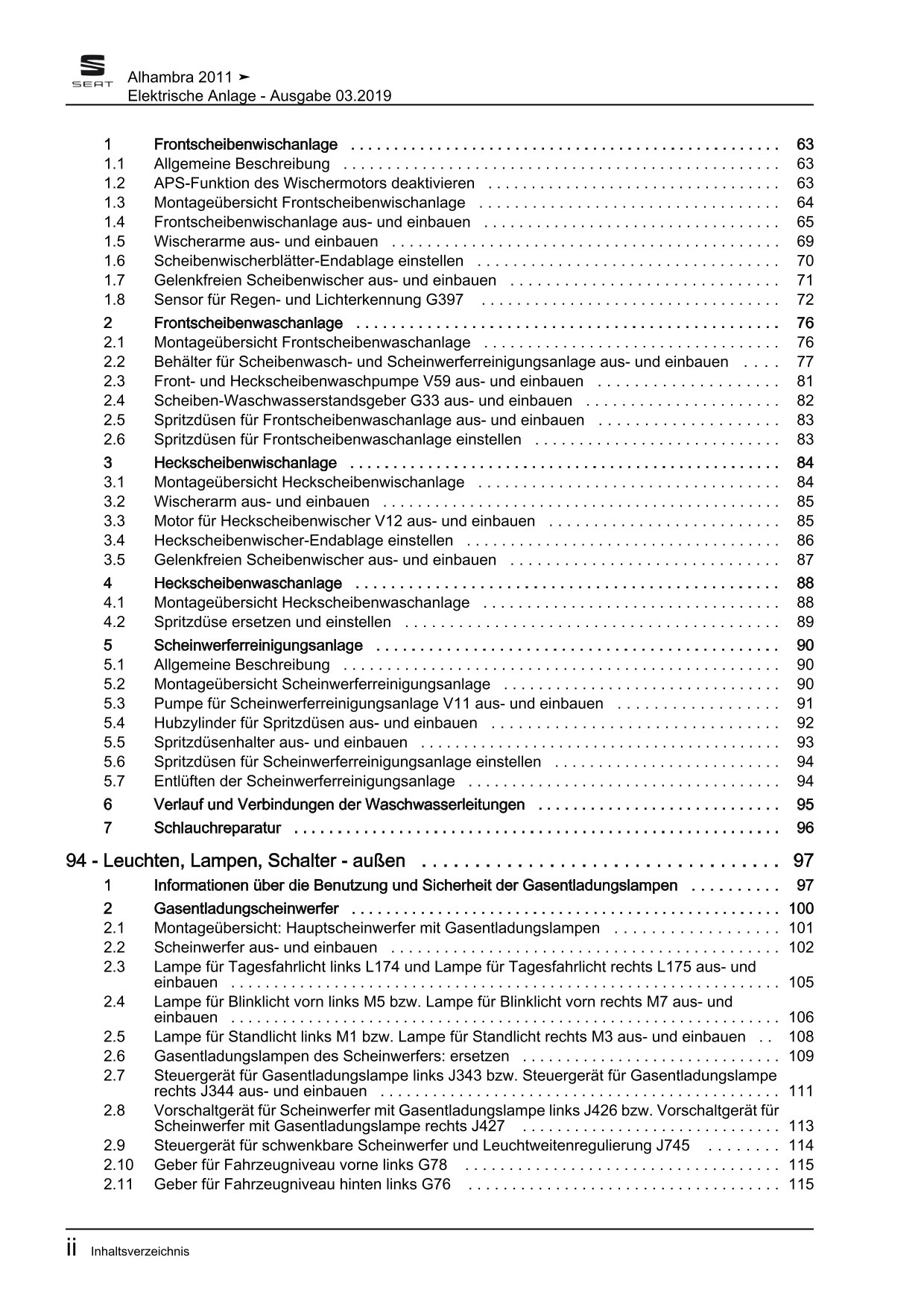 Seat Alhambra 71 2010-2015 Elektrische Anlage Elektrik Reparaturanleitung eBook