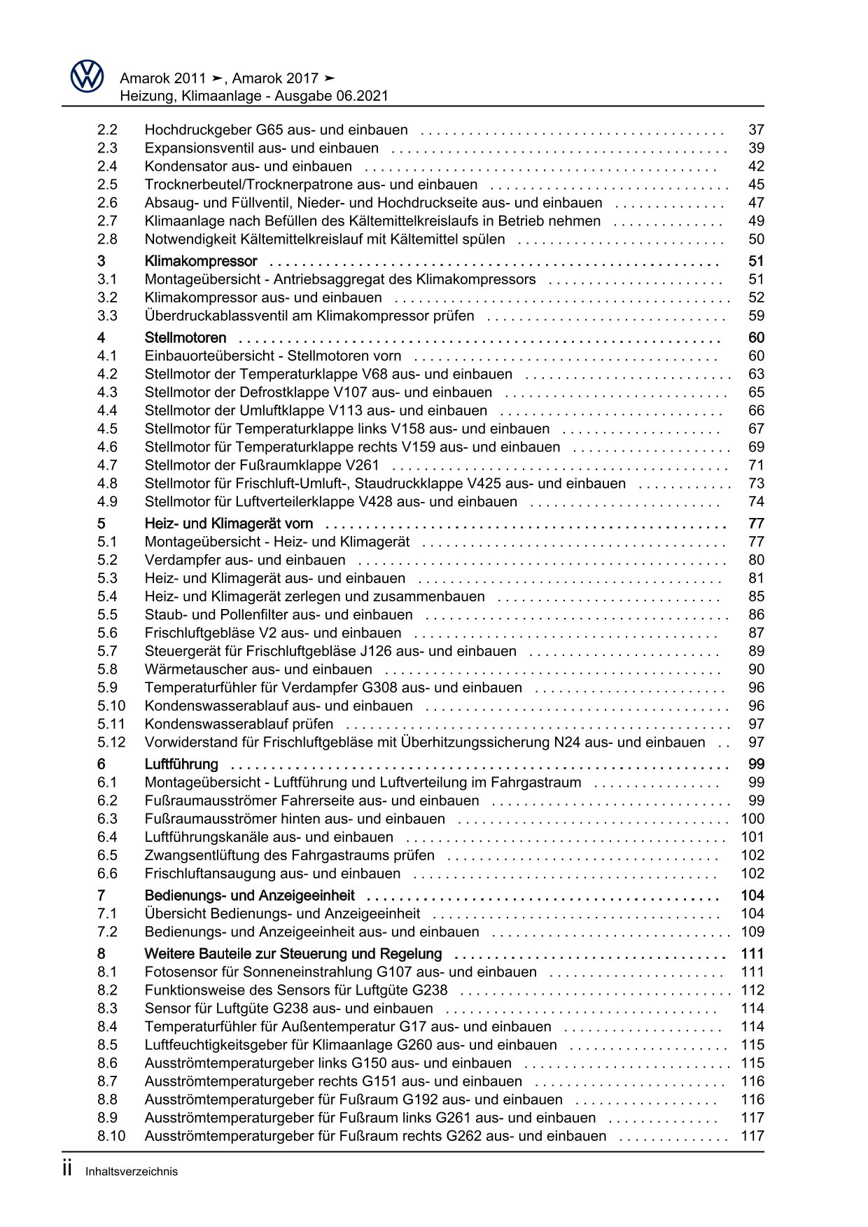 VW Amarok Typ 2H 2010-2016 Heizung Lüftung Klimaanlage Reparaturanleitung eBook