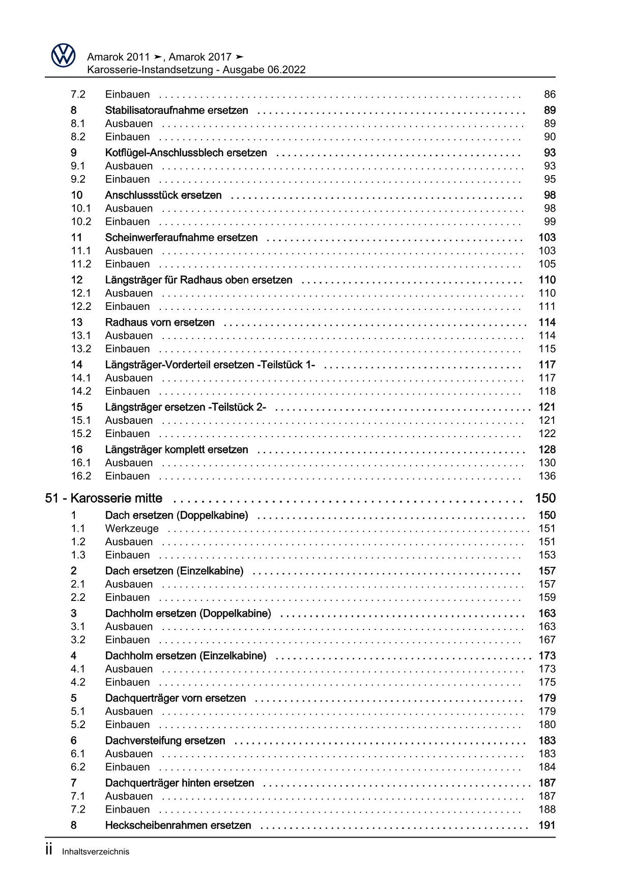 VW Amarok 2H 2010-2016 Karosserie Unfall Instandsetzung Reparaturanleitung eBook