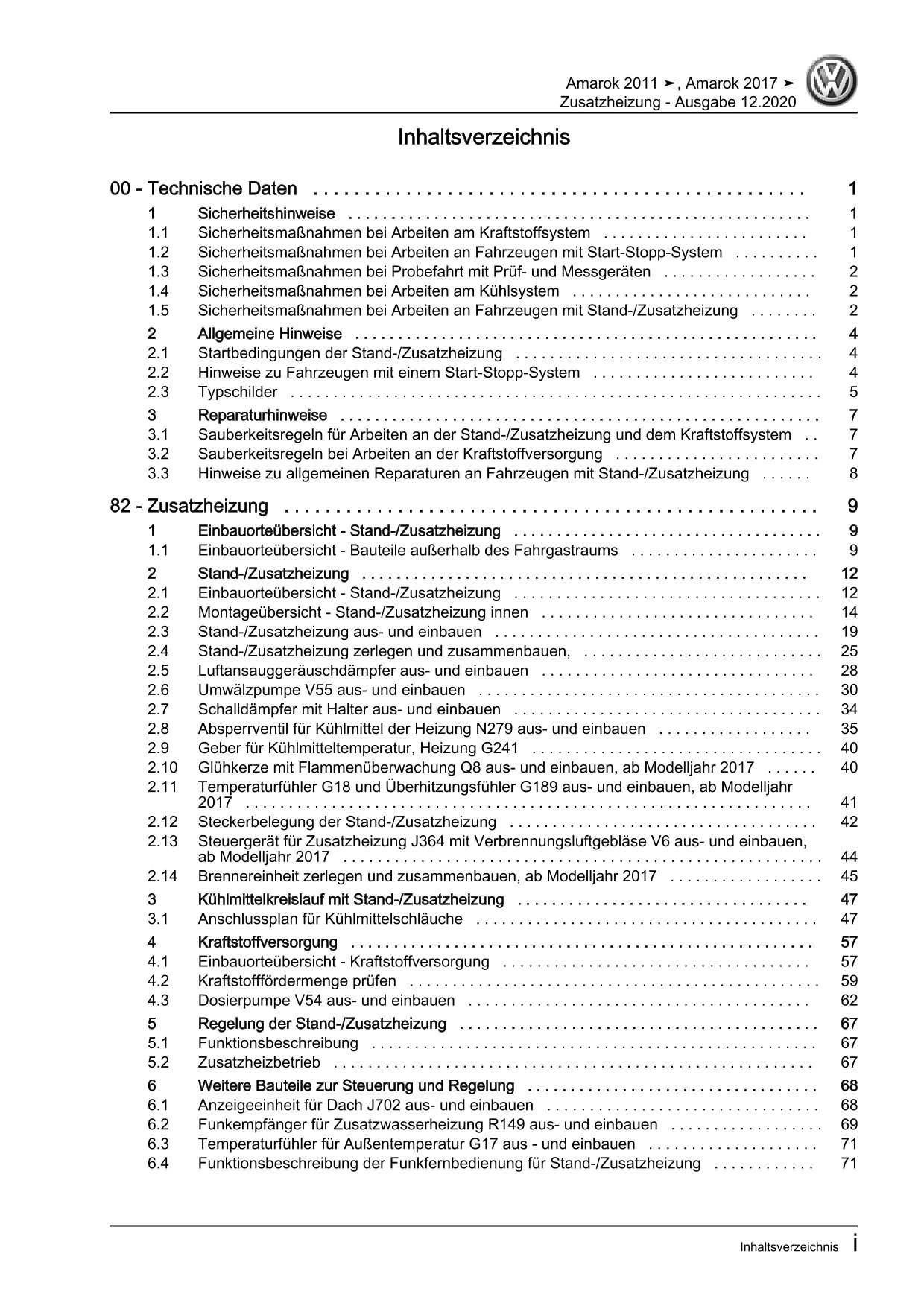 VW Amarok Typ 2H 2010-2016 Standheizung Zusatzheizung Reparaturanleitung eBook