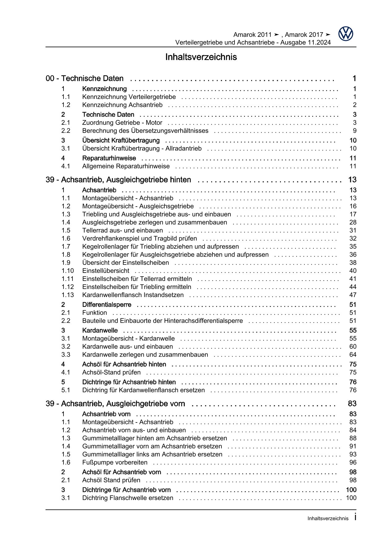 VW Amarok 2H 2010-2016 Verteilergetriebe Achsantriebe Reparaturanleitung eBook