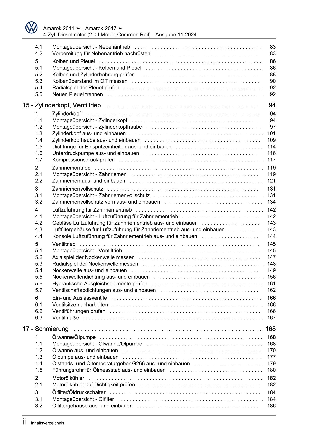 VW Amarok Typ 2H 2010-2016 Dieselmotor 2,0l 122-180 PS Reparaturanleitung eBook