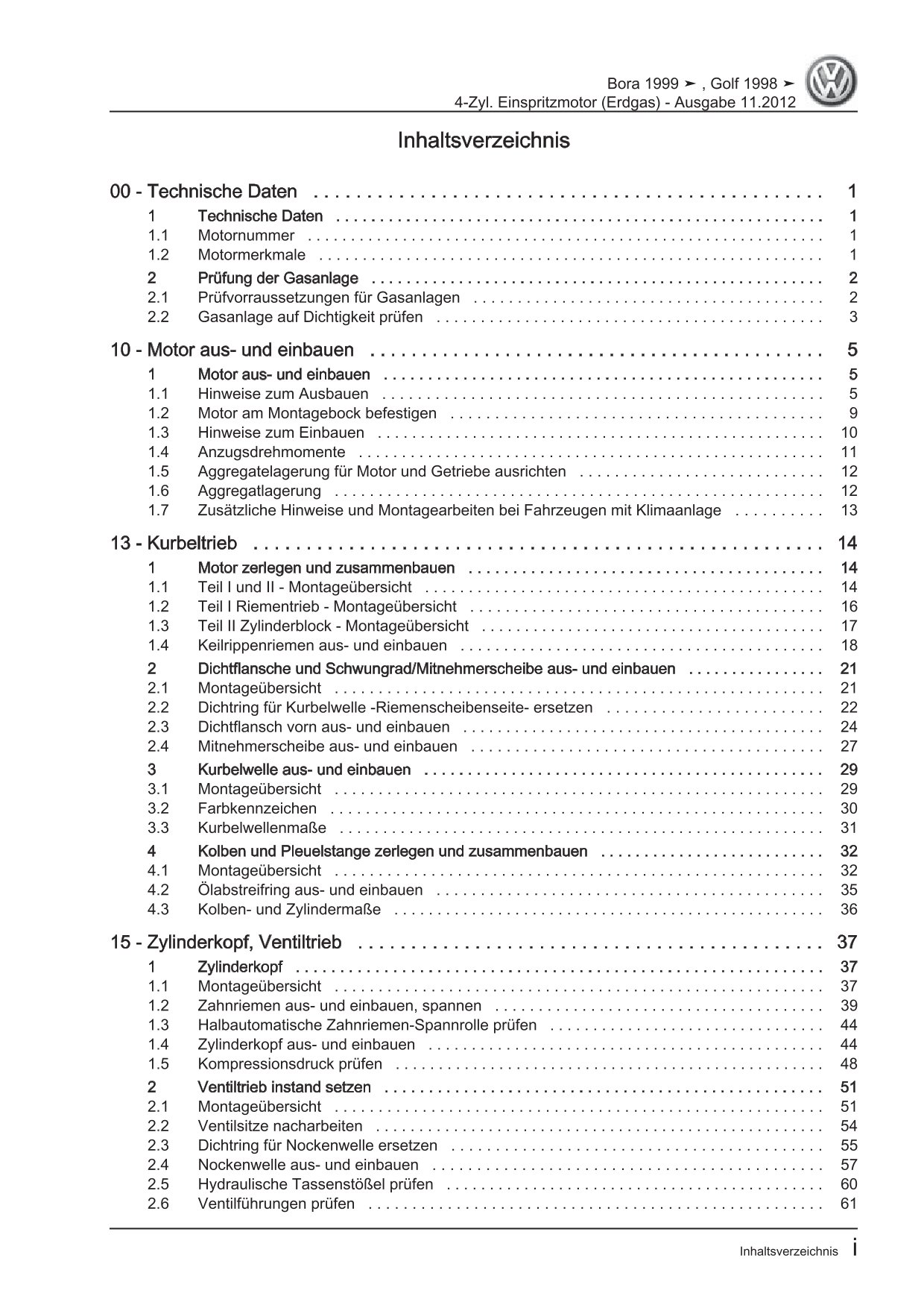 VW Bora Typ 1J 1998-2005 Erdgas Benzinmotor 2,0l 115 PS Reparaturanleitung eBook