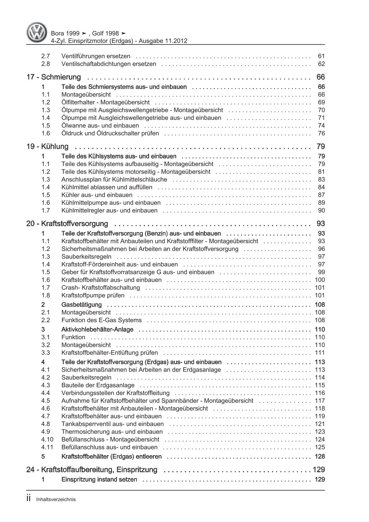 VW Bora Typ 1J 1998-2005 Erdgas Benzinmotor 2,0l 115 PS Reparaturanleitung eBook