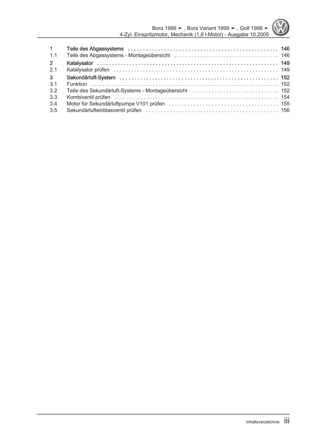 VW Bora 1J 1998-2005 Benzinmotor 150-180 PS Mechanik Reparaturanleitung eBook