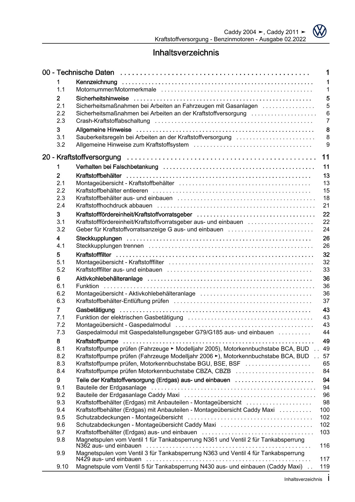 VW Caddy Typ 2C 2010-2015 Kraftstoffversorgung Benzin Reparaturanleitung eBook