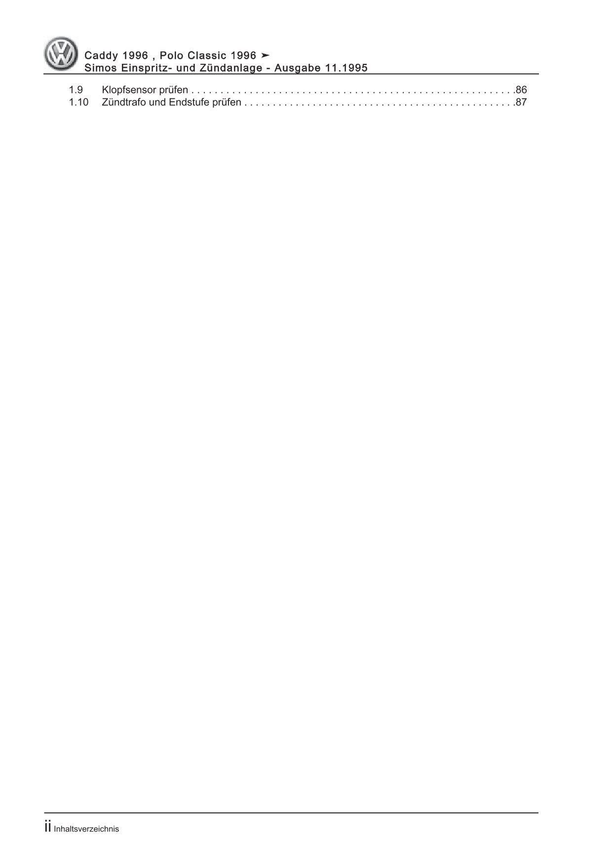 VW Caddy 9K 1995-2003 4-Zyl. Simos Einspritz- Zündanlage Reparauranleitung eBook