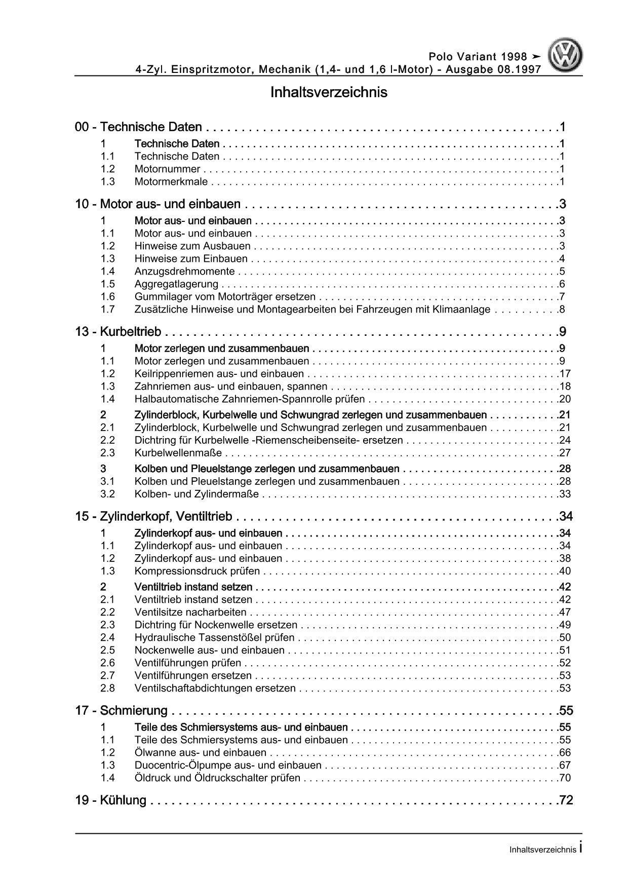 VW Caddy Typ 9K 1995-2003 Benzinmotor Mechanik 54-75 PS Reparaturanleitung eBook