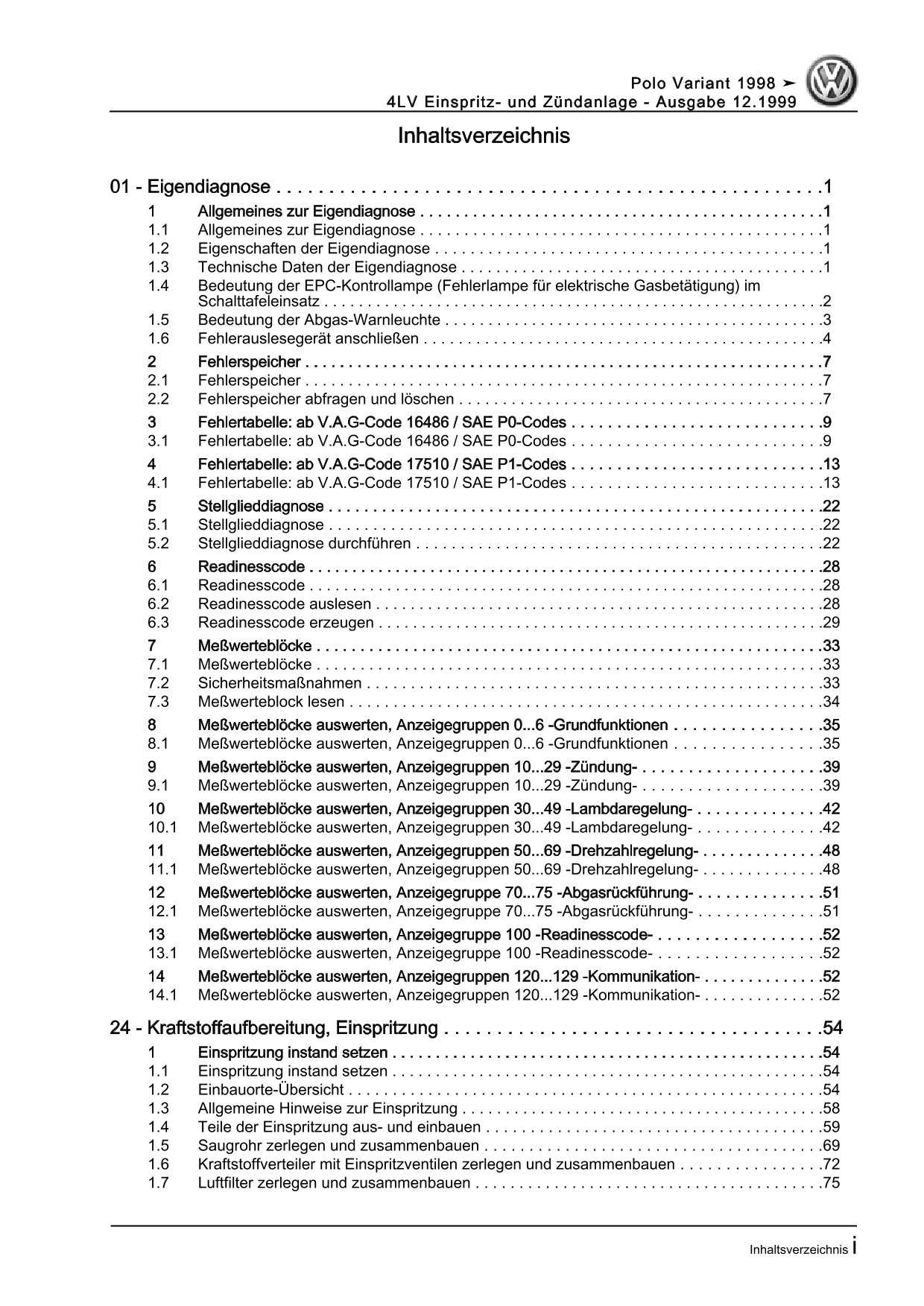 VW Caddy 9K 1995-2003 4LV Einspritz- Zündanlage 75 PS Reparauranleitung eBook