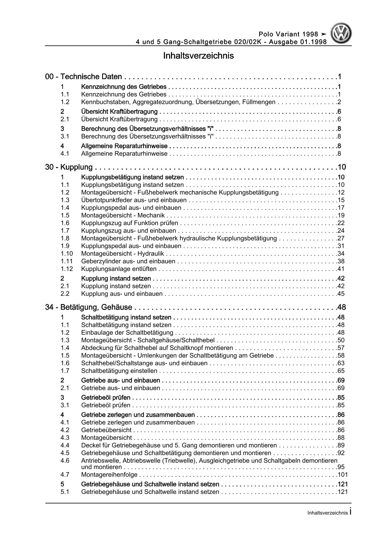 VW Caddy 9K 1995-2003 4-5 Gang Schaltgetriebe 020 02K Reparaturanleitung eBook