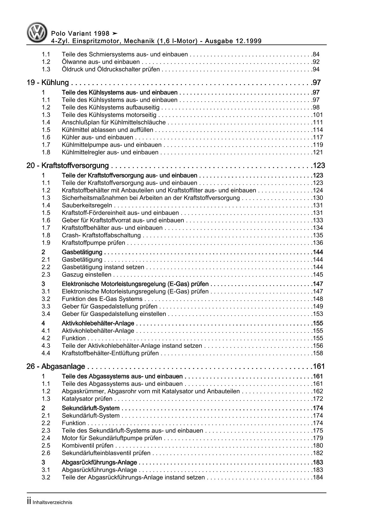 VW Caddy Typ 9K 1995-2003 Benzinmotor Mechanik 100 PS Reparaturanleitung eBook