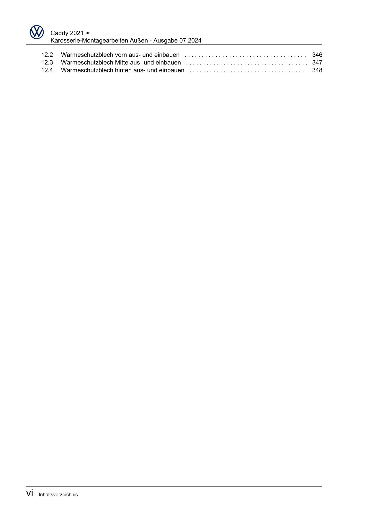 VW Caddy SB ab 2020 Karosserie Montagearbeiten Außen Reparaturanleitung eBook